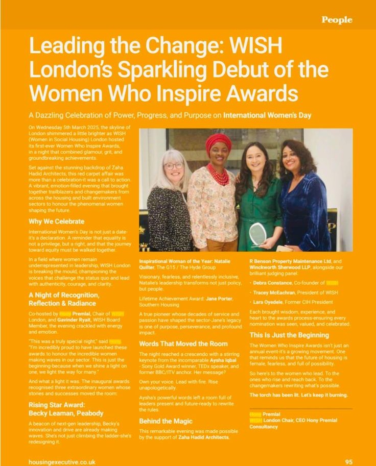 Housing Executive Magazine, WISH , Leading the Change: WISH London's Sparkling Debut of the Women Who Inspire Awards